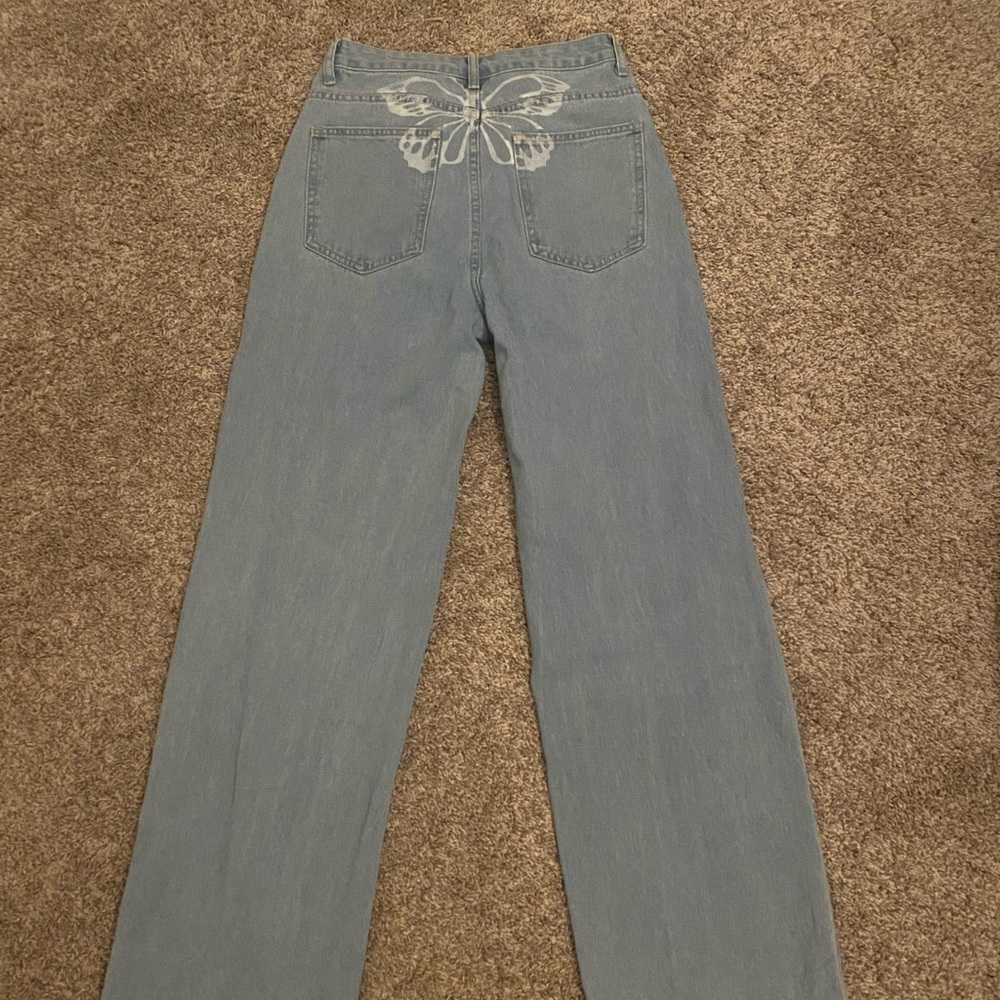 Blue Butterfly Jeans Size S Shein